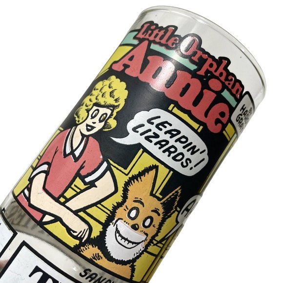Vintage 1970s "The Sunday Funnies" Set of 3 Glass Tumbler Little Orphan Annie - Picture 5 of 8